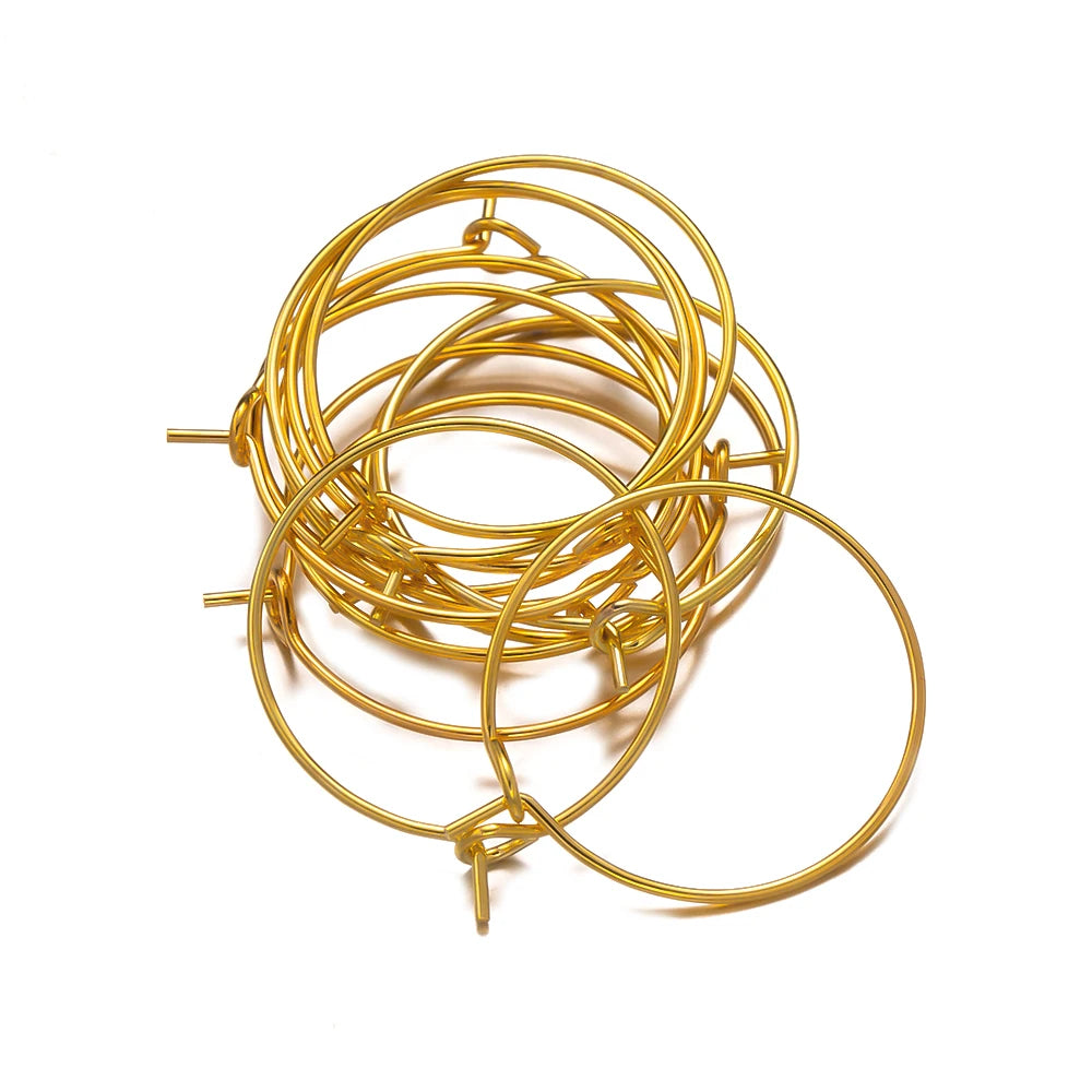 50Pcs 316 Stainless Steel 15 20 30 40mm Gold Silver Color Hoops Earrings Big Circle Ear Hoops Earrings Wires DIY Jewelry Making