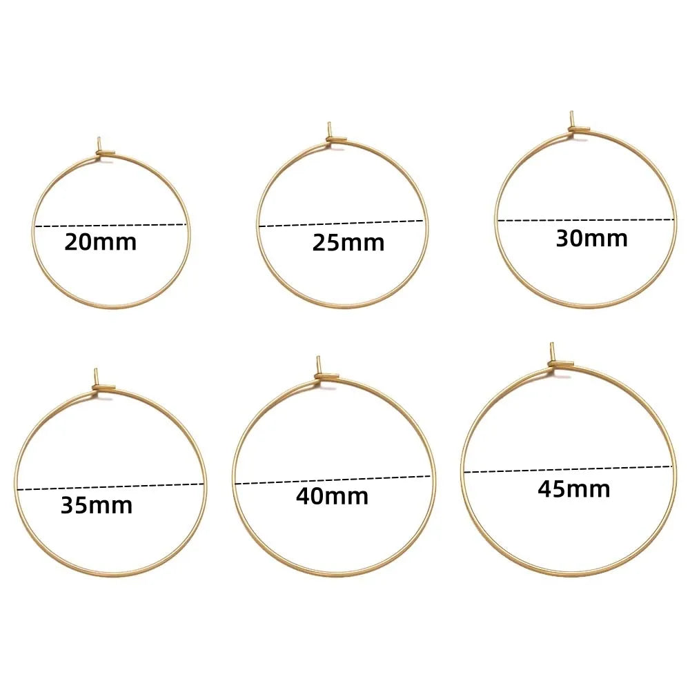 50Pcs 316 Stainless Steel 15 20 30 40mm Gold Silver Color Hoops Earrings Big Circle Ear Hoops Earrings Wires DIY Jewelry Making