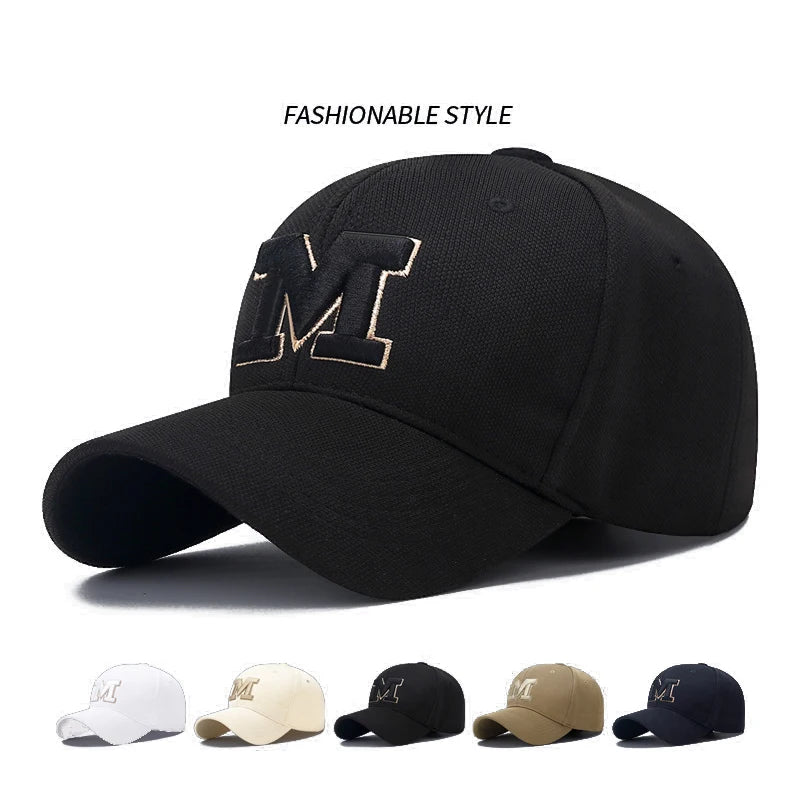Baseball Cap Plus-size Snapback Hat Big yards cap M letter Cap 3D embroidery Sun hat Spring Autumn baseball cap Sport cap